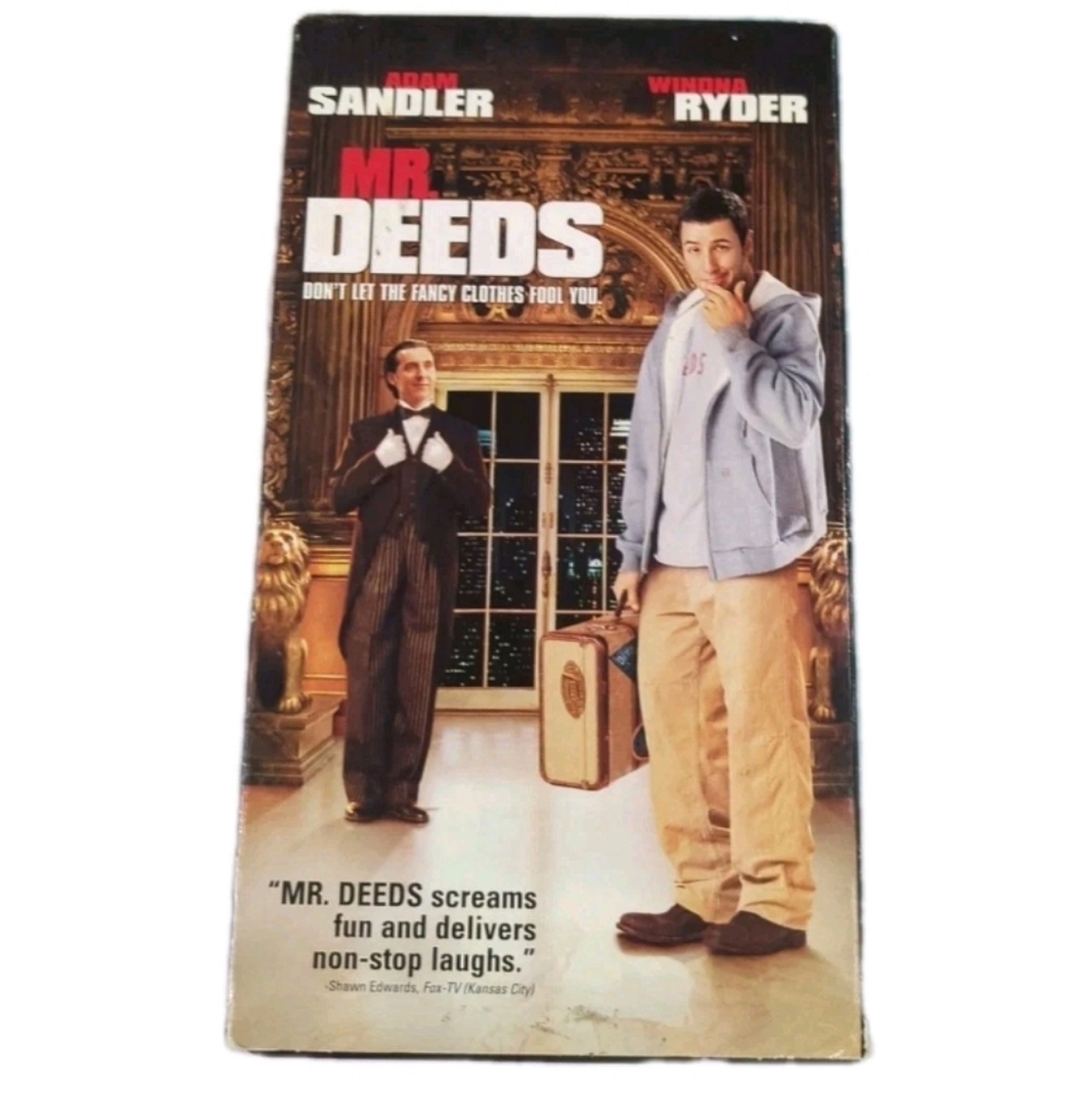 Mr. Deeds VHS Movie Cover - Adam Sandler - Blue, Tan, Black